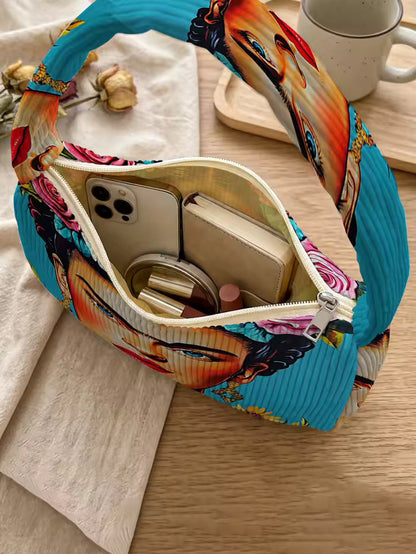 Frida Kahlo Handbag - Corduroy Purse For Everyday Use