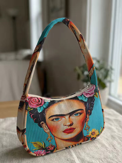 Frida Kahlo Handbag - Corduroy Purse For Everyday Use