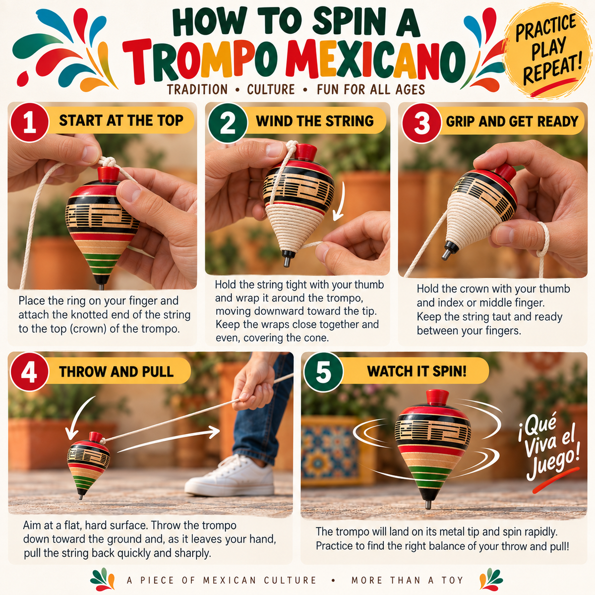 Trompo Mexicano — Handcrafted Wooden Spinning Top